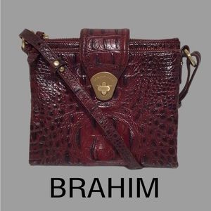 Brahmin Mojito Melbourne Leather Crossbody W/Built-in‎ Wallet, Croc Embossed